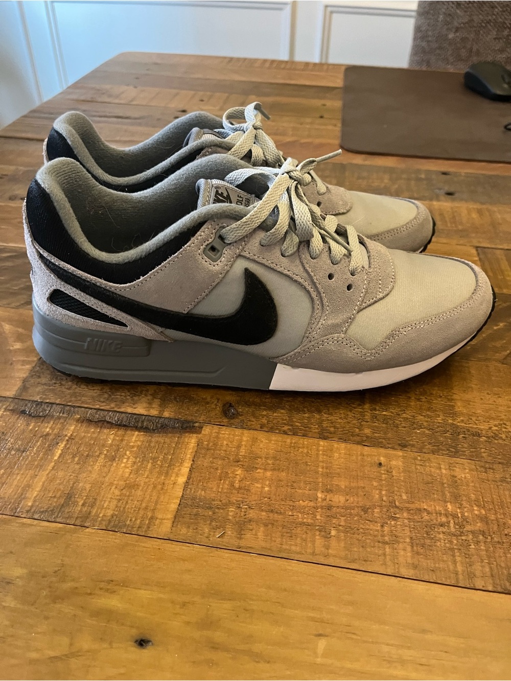 Nike Grey Suede & Mesh Sneakers with Black Swoosh